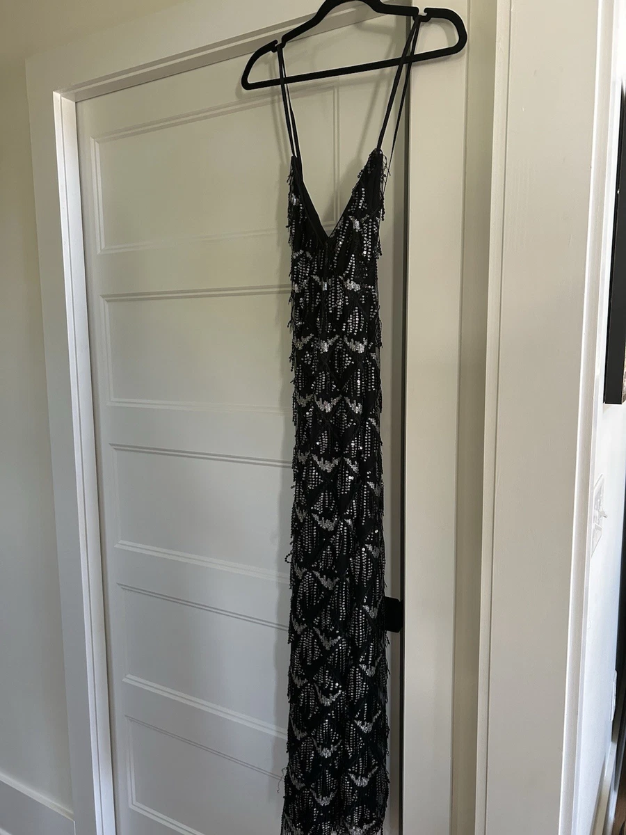 get in the groove silver sequin fringe bodycon dress Tonya Dress In Sequin Fringe – Halston main image 0