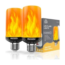 【Upgraded Flame】Morsatie LED Flame Light Bulbs, 4 Modes Flickering