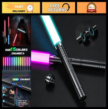 RGB Lightsabers 15 Colors, USB Rechargeable FX Sound Motion Sensors, 2-Pack To