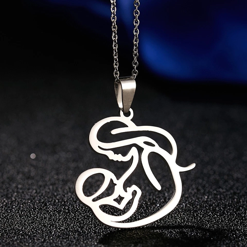  Collana in lega d'argento Embrace Baby Pendant Creative Hollow Out Collana - Immagine 3 di 4