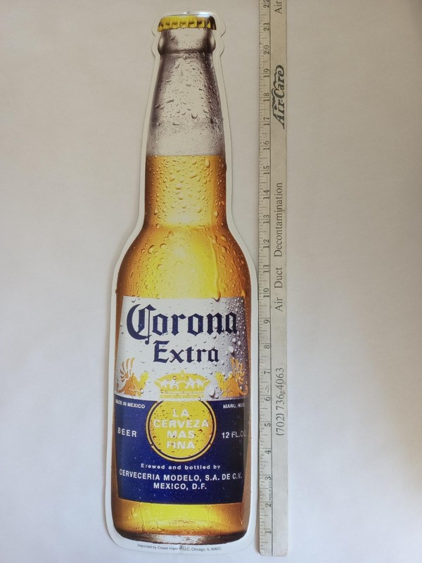 Corona Extra Metal Tin Beer Bottle Bar Pub Sign 22” X 6”