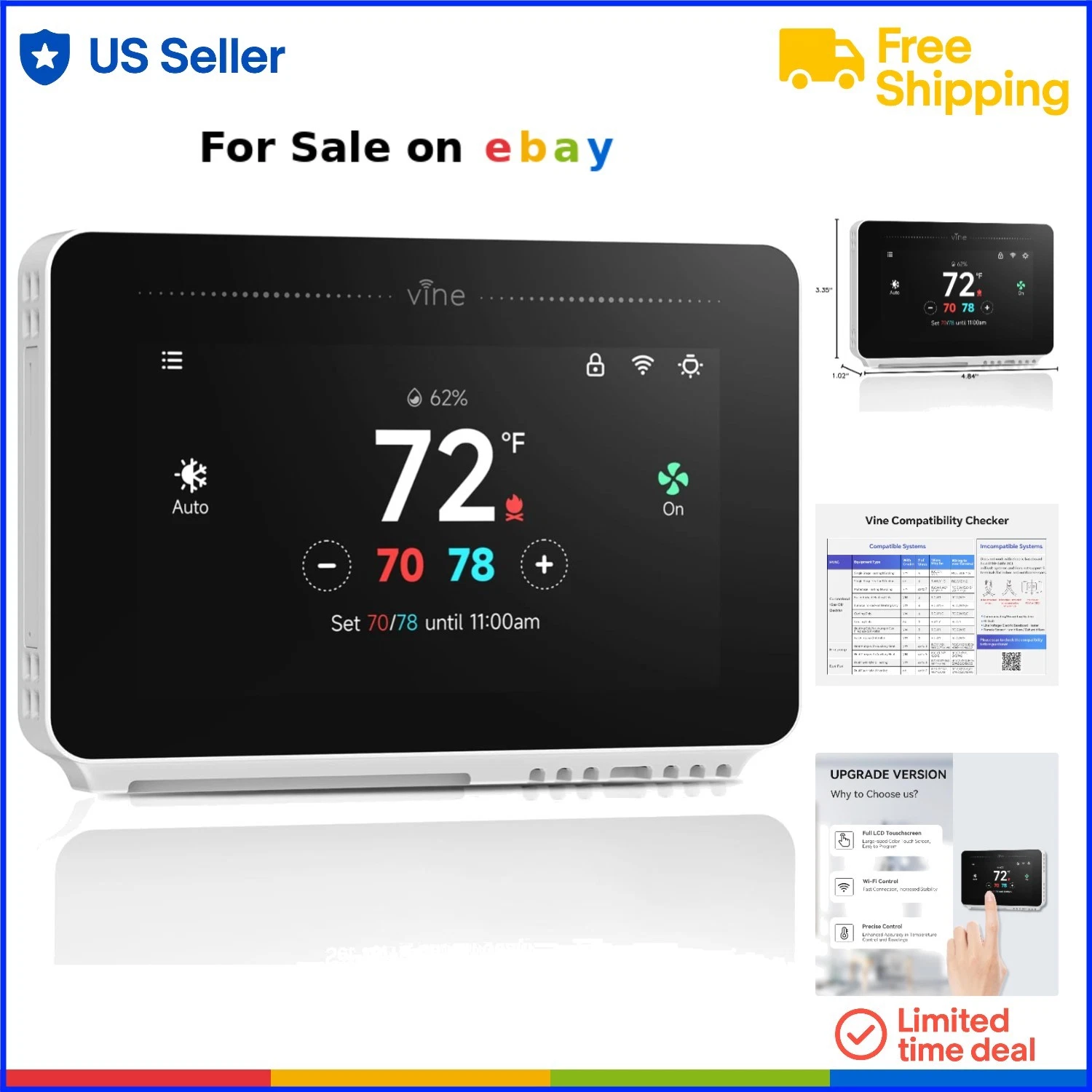 Programmable WiFi Thermostat Touch Screen for Home Heating Cooling Alexa Google