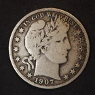 1907 **P** BARBER SILVER HALF DOLLAR ***NICE COIN!***  FREE SHIPPING! C1937