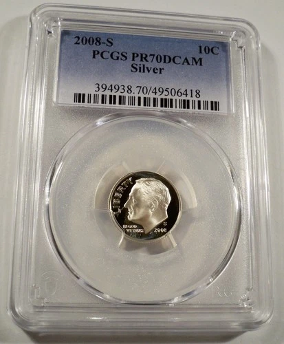2008-S 10c SILVER PCGS PR70DCAM ROOSEVELT DIME PROOF DEEP CAMEO PR 70 DC
