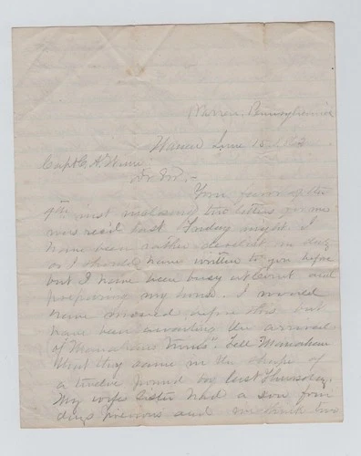 CIVIL WAR LETTER - 58th PA Infantry - CSA General Zollicoffer, Negro Worker Etc.