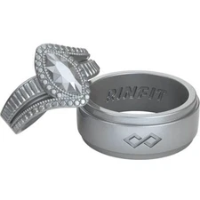 Silicone Wedding Ring for Him & Her by Rinfit - Couple Rubber Rings Marquise