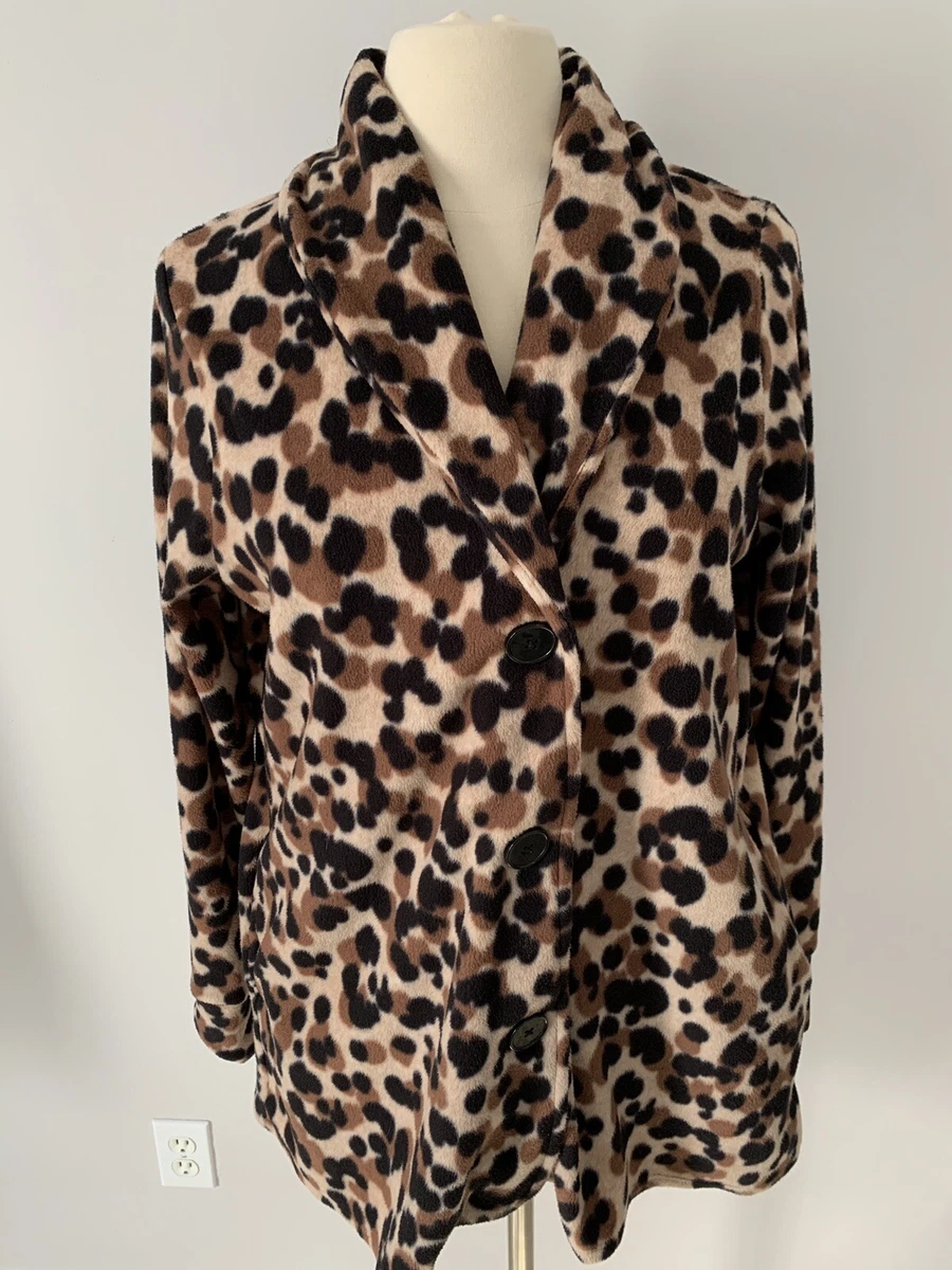 Cuddl Duds M Animal Print Fleecewear With Stretch Button Front