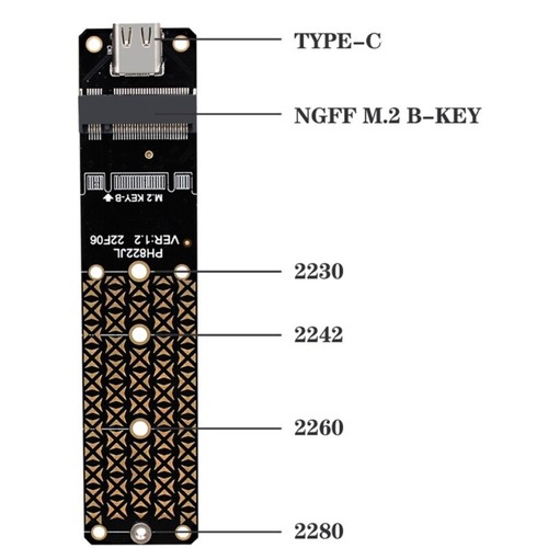 M.2 B Key SSDs To USB 3.2 Type C 10G Expansion Card Adapter Card for 2230/2242 - Afbeelding 7 van 8