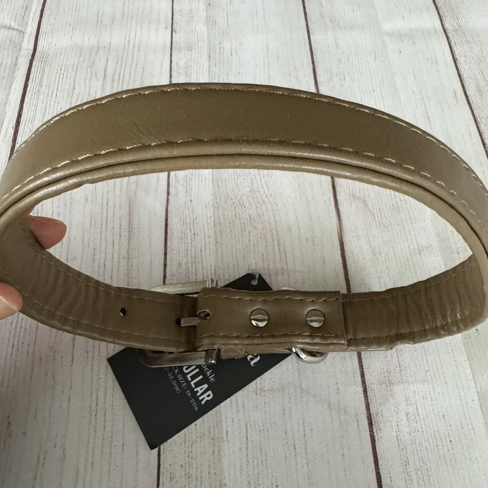 Collar de perro Martha Stewart beige hebilla de cuero talla 20 cuello talla 18 - 21 pulgadas NUEVO Foto 3 de 4