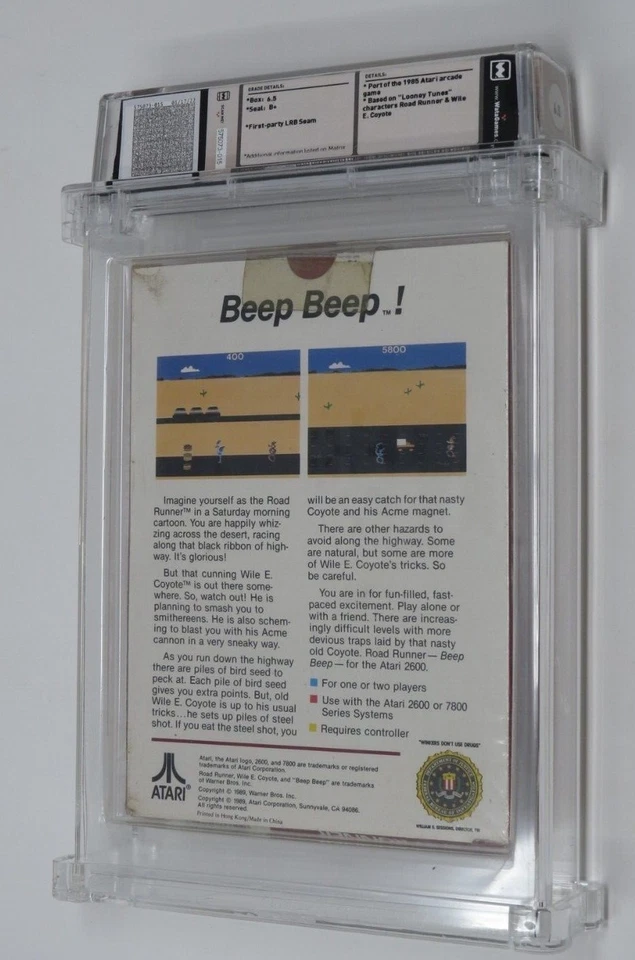 New Road Runner Looney Tunes Sealed Atari Video Game Wata Graded 6.5 B+ Seal! - Image 2 of 4