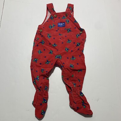 Vintage OshKosh B'Gosh Airplanes Stars Overalls Bibs Rare Union Made 6-9 Months