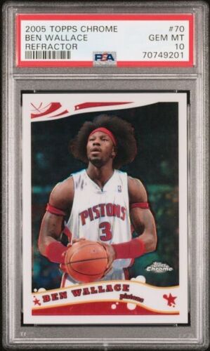 2005-06 Topps Chrome Ben Wallace #70 Refractor /999 PSA 10 GEM MINT HOF - Picture 3 of 7