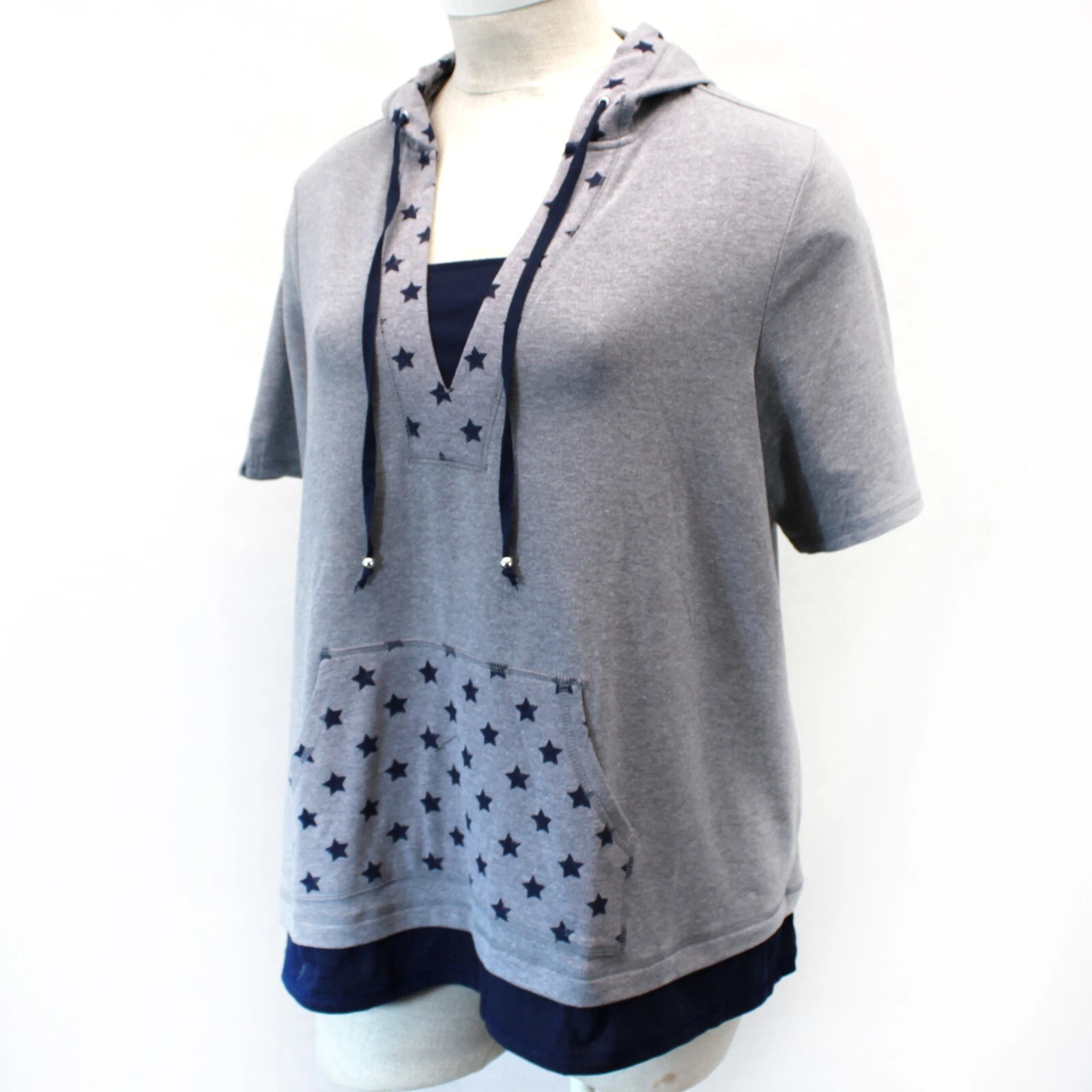 Catherines Plus Size American Flag Gray Hoodie STARS DUET TUNIC Top 1X 18/20
Opens in a new window o