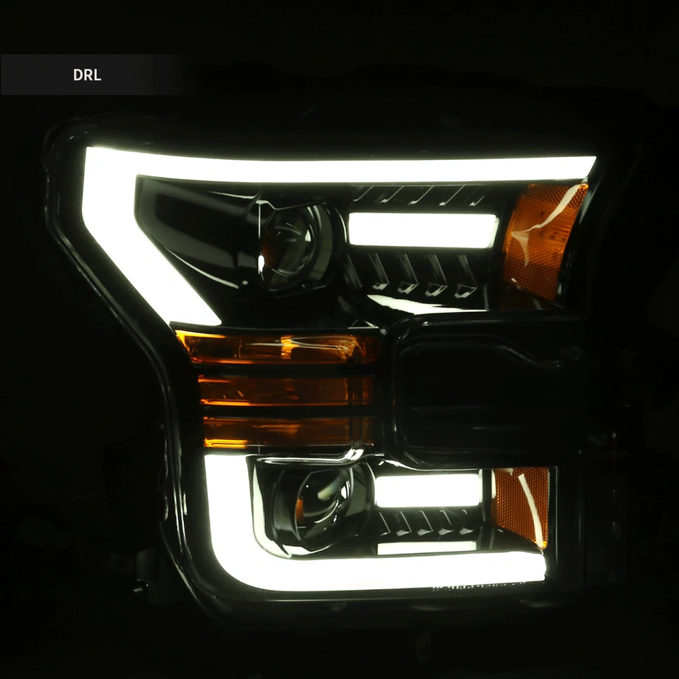 [Anti-Fog] 2015 2016 2017 Ford F-150 Polished Black LED Bar Projector Headlights Foto 3 de 4