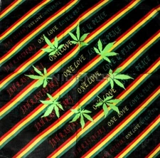 Head Wrap Bandana Weed Leaf Canna Rasta Irie Reggae One Love Peace Love 22"x22"