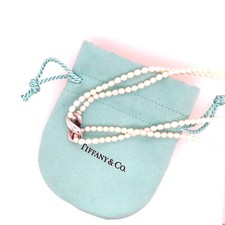 Tiffany  Co Sterling Silver Double Pearl Necklace With Infinity Pendant