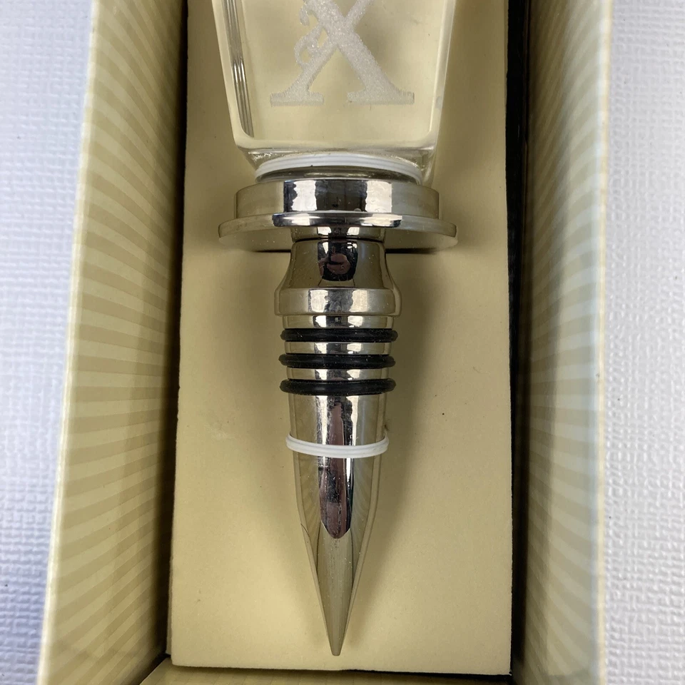 Tapón de botella de vino Cypress Home monograma letra X nuevo en caja Foto 3 de 4