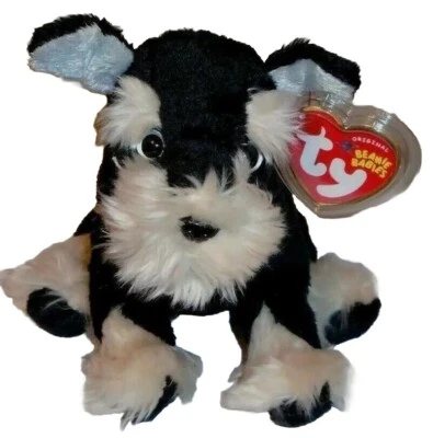 Ty Beanie Baby PRETZELS the Schnauzer Puppy Dog (8 Inch) MWMT Stuffed Animal Toy - Image 1 of 4