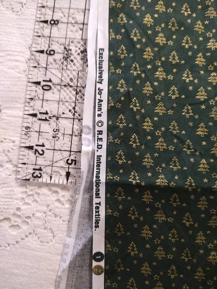 Metallic Gold Trees on Green Fabric by Joann 100% Cotton 21" x 44" - Image 3 of 3