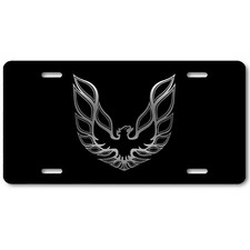 Etiqueta de matrícula de aluminio arte Firebird Pontiac Trans Am Silver on Black Eagle