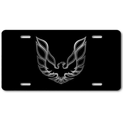 Silver on Black Eagle Pontiac Trans Am Firebird Art Aluminum License plate Tag