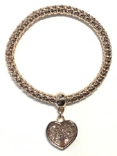 Rose Gold Tone Popcorn Tree of Life Bangle Bracelet 7-inches ID109