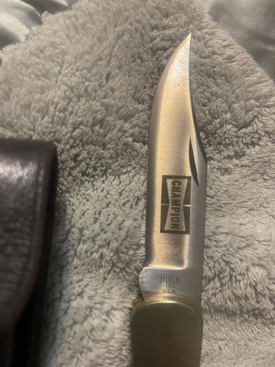 Vintage1974-1980 (RARE) Buck 110 Champion Logo Blade&Sheath (MINT