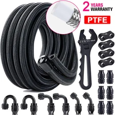 6AN 8AN 10AN Braided Nylon PTFE E85 Fuel Line 10FT with Hose Fitting and Wrench
