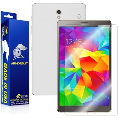 ArmorSuit Samsung Galaxy Tab S 8.4 LTE Screen Protector + White Carbon Skin USA