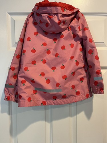 Boden Girls Pink Apple Print Waterproof Jacket Size 6-7 - Picture 5 of 6