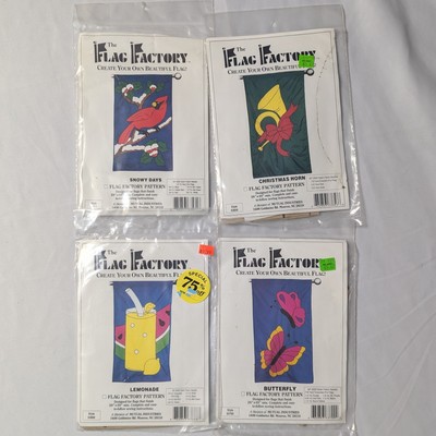 Flag Factory Lot Of 4 Flag Patterns New 28'' X 49'' Create Your Own Flag Christmas