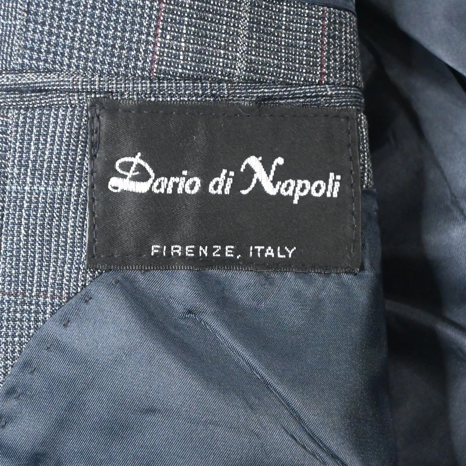 Chaqueta Pantalones Traje De Colección Para Hombre 42R 38x30 Azul Lana Seda Cuadros Foto 4 de 4