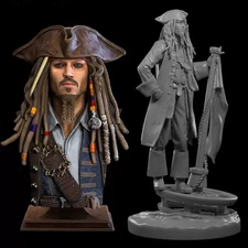 Jack Sparrow Figure + Bust STL Digital File 3D Printing Model Design