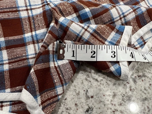 Vintage 60s Swim Trunks Checkered Blue & Brown Tag Large? Measures (30-36) - Picture 3 of 8