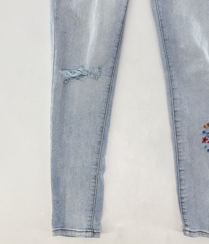 Cherokee Jeans Girls Vtg Embroidered Floral Denim Blue Girls Jeans Sz 14 See Pic - Picture 4 of 9