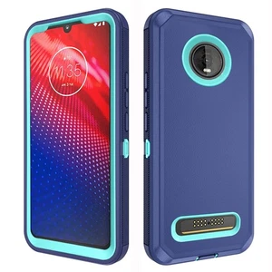 Asuwish Dossier téléphonique pour Moto Z4/Moto Z 4 Play/MotoZ4 Couverture de cellule de force bleu