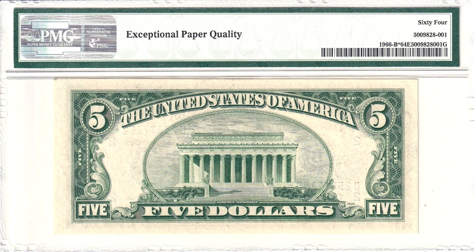 1950-E $5 Federal Reserve Note New York **STAR** PMG 64EPQ #B25877152* - Image 2 of 2