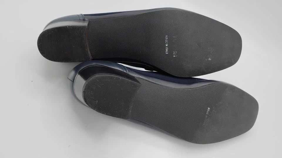 Y2K VTG Rangoni Firenze Women's NavyLeather/Fabric 7.5 SS Loafer Made In Italy - Image 4 of 4