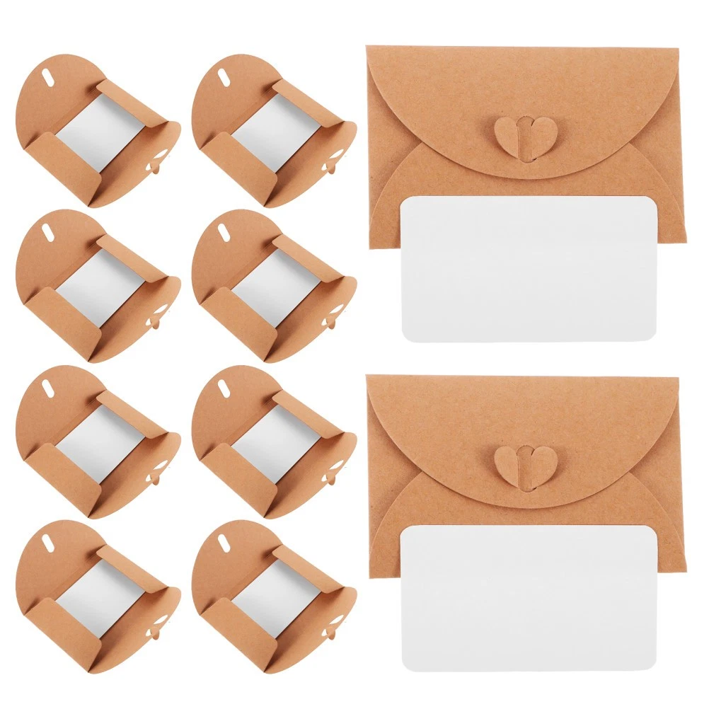 20Pcs Coffee Brown Kraft Envelopes with Blank Greeting Cards Office Use