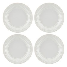 Lenox French Perle Groove Dessert Plates Set of 4 White Stoneware 8