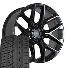 Df17a Black 22x9 Wheels 28545r22 As Tires Set Fits Chevy Gmc Cadillac