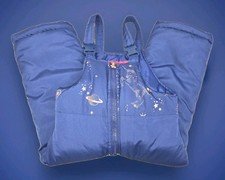 London Fog Girls Snow Bibs Pants Sz 2T Blue w/Shiny Gold Unicorn Stars Zip Up