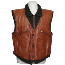 Camel Shop, Lederweste, Herren, Größe: XL, Braun/Grün, Baumwolle/Leder #FqV