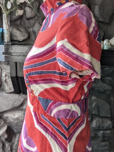 Vtg 60s 70s Oscar de La Renta Boutique Pink Purple Psychedelic Mini Dress 8 Mod - Picture 6 of 18