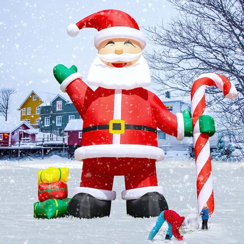 10M Giant Inflatable Santa Claus with Light Strip Fit Xmas Outdoor Holiday Decor - Picture 4 of 10