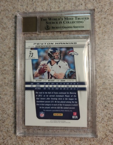 2013 Panini Prizm #73 Peyton Manning Auto Prizm 2/5 BGS 9.5/10 True Gem Mint - Picture 2 of 3