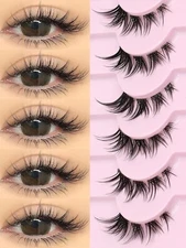 GROINNEYA Cat Eye Lashes Half Lashes Soft Natural Faux Mink Eyelashes Fake Lash