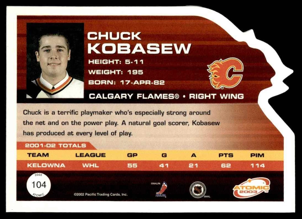 2002-03 Pacific Atomic Chuck Kobasew Rookie /300 Calgary Flames #104 - Image 2 of 2