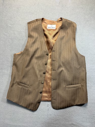 Vintage WILVORST 3 Piece suit set blazer vest pants taupe Mens size 48 - Picture 21 of 24