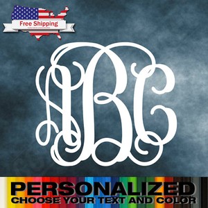 Monogram Decal Size Chart